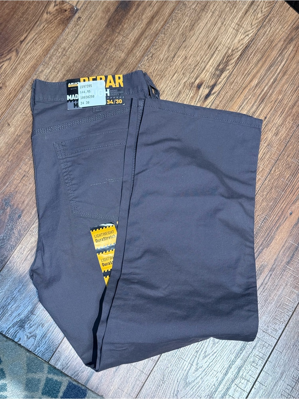 Ariat Work Mens Rebar M4 Pants Gray Relaxed Straight Leg DuraStretch Size 34x30